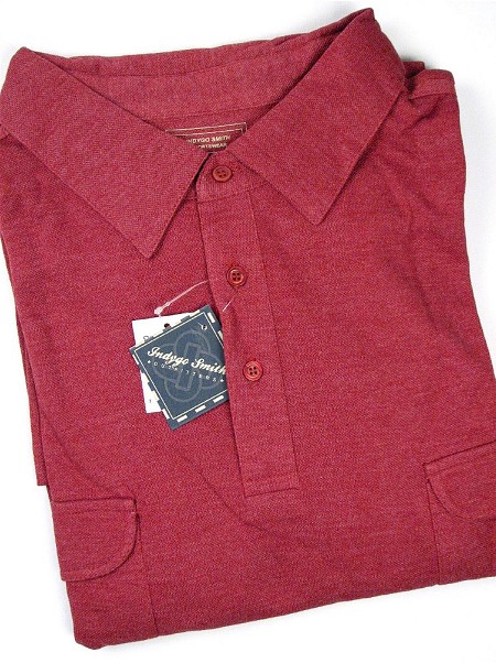 #278667. XL TALL. BURGUNDY Retail $  55.00 Long Sleeve by INDYGO SMITH. 2-POCKET PIQUE LS Whs A:  4