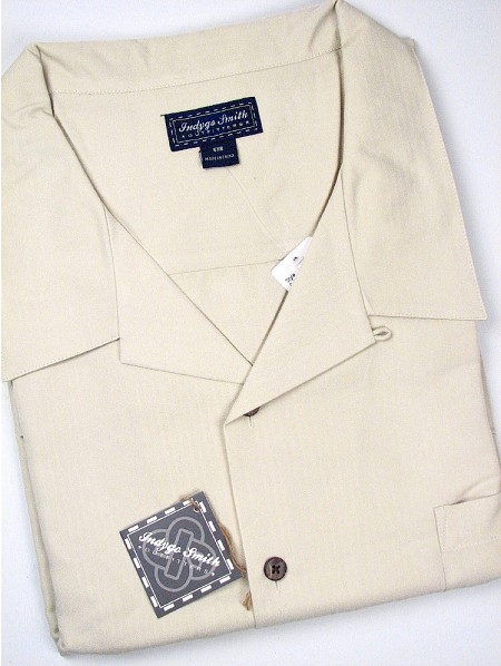 #172653. 6XL BIG. NATURAL Retail $  69.00 Short Sleeve Tropical by INDYGO SMITH. SOLID POLY/RAYON CAMP Whs A:  8
