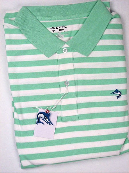 #079004. 2XL BIG. KIWI Retail $  55.00 Short Sleeve by BISCAYNE BAY. SS STRIPE W SPANDEX Whs A:  1