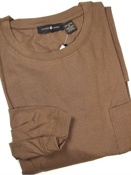 #338813. 2XL BIG. OLIVE Retail $  25.00 Long Sleeve Tee by CTTON TRADERS. POCKET TEE LONGSLV Whs A:  4