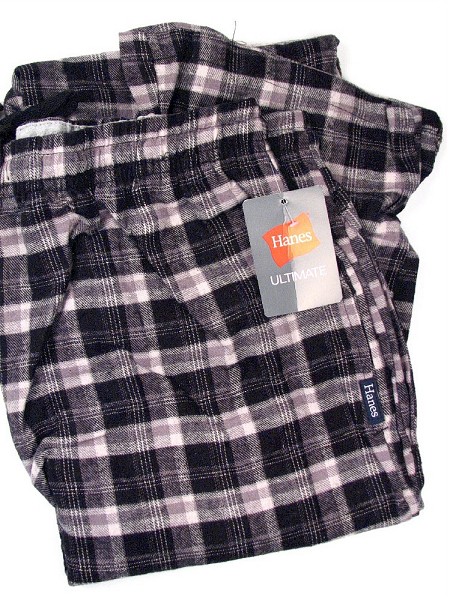 #275237. XL TALL. BLACK Retail $  29.00 Flannel Loungepants by HANES. FLANNEL PLAID PANT Whs A:  3