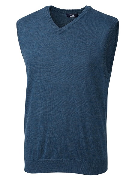 #100515. 2XL TALL. NAVY Retail $  90.00 Sweaters by CUTTER BUCK. HEATHER V-NECK VEST Whs A:  1