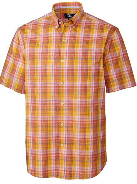 #032850. 4XL BIG. GOLD Retail $  95.00 Short Sleeve by CUTTER BUCK. SHORT SLV GARDEN PLD Whs A:  1