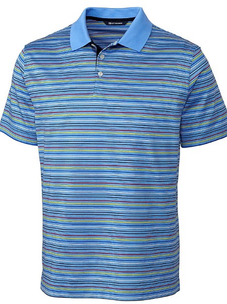 #284039. 2XL BIG. BLUE Retail $ 115.00 Short Sleeve Luxury by CUTTER BUCK. MERCERIZED MULTISTRIP Whs A:  2