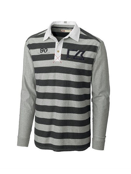 #176666. 2XL BIG. GREY Retail $ 115.00 Long Sleeve by CUTTER BUCK. LS RUGBY LOGO Whs A:  1