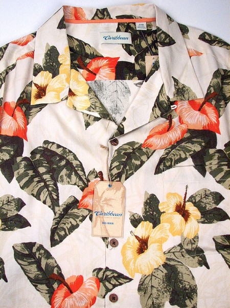 #061935. 2XL BIG. NATURAL Retail $  89.50 Short Sleeve Tropical by CARIBBEAN. SHRT SLV TROPICAL Whs A:  2
