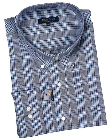 #168193. 3XL TALL. BLUE Retail $  65.00 Long Sleeve Cotton by INDYGO SMITH. LONGSLV NO-IRON Whs A:  2