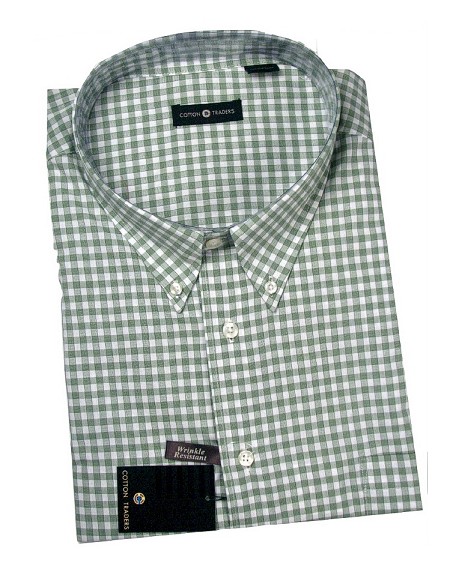 #242514. XL TALL. LAWN Retail $  48.00 Long Sleeve Cotton by CTTON TRADERS. LONG SLV GINGHAM Whs A:  1