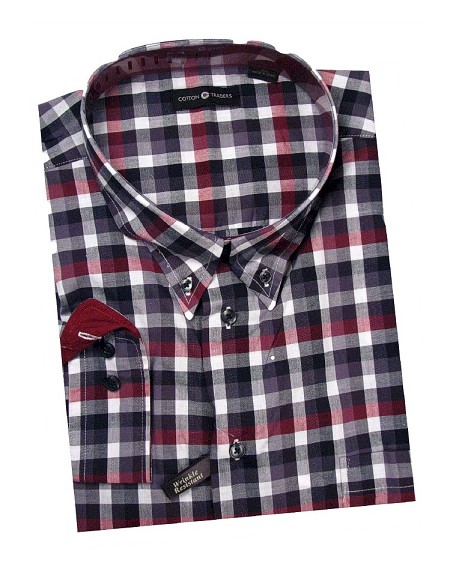 #221085. 2XL TALL. BURGUNDY Retail $  48.00 Long Sleeve Cotton by CTTON TRADERS. LONG SLEEVE NO-IRON Whs A:  2