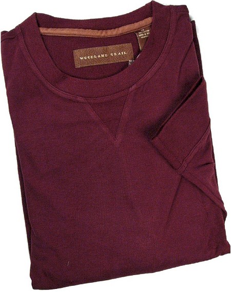 #068202. 2XL BIG. BURGUNDY Retail $  43.00 Long Sleeve by WOOD LAND TRAIL. MOLESKIN LONGSLV CREW Whs A:  1