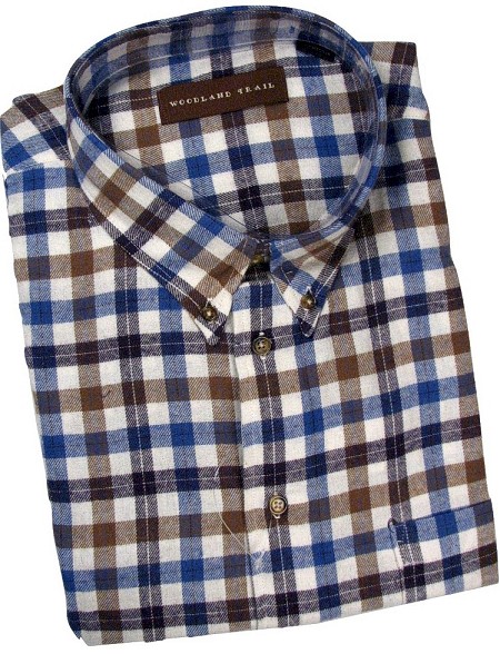 #165952. 3XL TALL. BLUE Retail $  48.00 Long Sleeve Flannel by WOOD LAND TRAIL. BRUSHED LONG SLEEVE