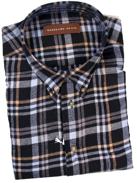 #116286. 2XL BIG. BLACK Retail $  48.00 Long Sleeve Flannel by WOOD LAND TRAIL. FLANNEL LONG SLEEVE Whs A:  1