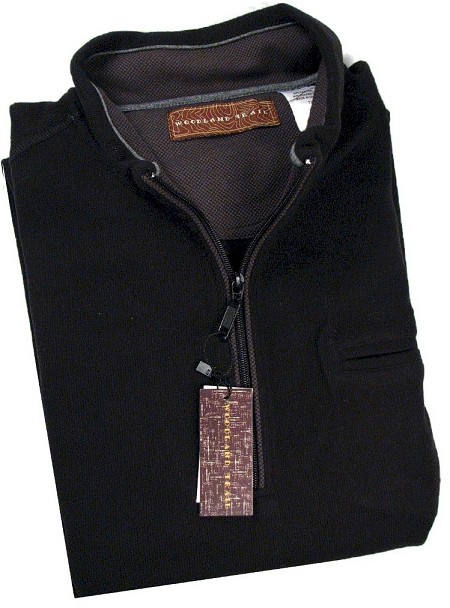 #055068. 3XL TALL. BLACK Retail $  59.00 Long Sleeve by WOOD LAND TRAIL. LONG SLV FLATBACK RIB Whs A:  2