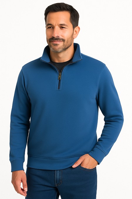 #166401. 2XL TALL. BLUE Retail $  40.00 Long Sleeve by WOOD LAND TRAIL. LNGSLV ENZYME 1/4 ZIP Whs A:  4