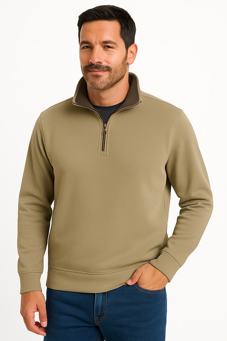 #286594. 2XL TALL. KHAKI Retail $  40.00 Long Sleeve by WOOD LAND TRAIL. LONGSLV 1/4 ZIP ENZYM Whs A:  4