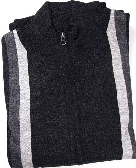 #208699. 3XL TALL. CHARCOAL Retail $  79.00 Sweaters by CELLINI. L/S FULL ZIP SWEATER Whs A:  1