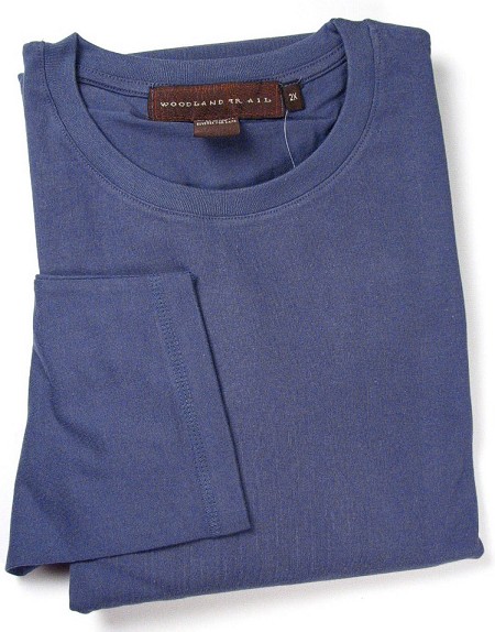#203814. L TALL. BLUE Retail $  26.00 Long Sleeve Tee by WOOD LAND TRAIL. L/S ENZYME WASH JERSY Whs A:  5