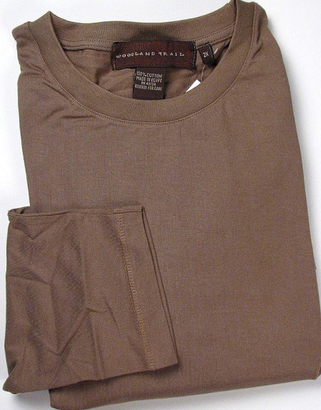 #339575. 2XL TALL. KHAKI Retail $  26.00 Long Sleeve Tee by WOOD LAND TRAIL. LNGSLV ENZYME WASH T Whs A:  4
