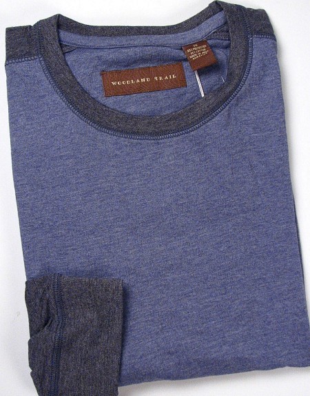 #051958. XL TALL. BLUE Retail $  29.00 Long Sleeve Tee by WOOD LAND TRAIL. LS RINGER TEE TONAL Whs A:  9