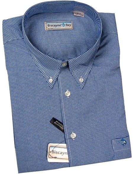 #359548. XL TALL. BLUE Retail $  55.00 Long Sleeve Cotton by BISCAYNE BAY. WOVEN CHECK LONG SLV Whs A:  3