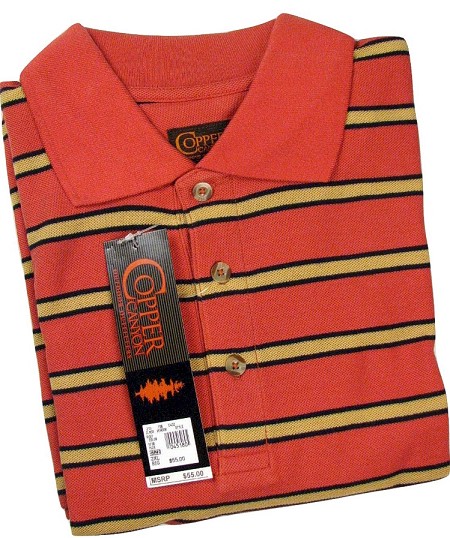 #045180. 2XL BIG. RUST Retail $  55.00 Short Sleeve by COPPER COVE. KNIT STRIPE PIQUE Whs A: 12