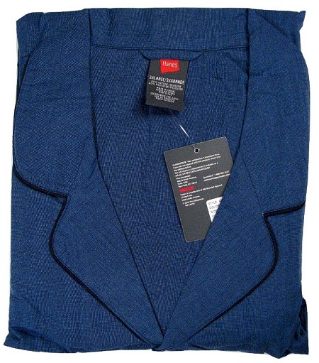 #176707. 4XL BIG. NAVY BROADCLOTH SOLID PJ Pajamas by HANES. Whs A:  2