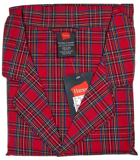 #173205. 2XL TALL. RED BROADCLOTH PLAID PJ Pajamas by HANES. Whs A:  3