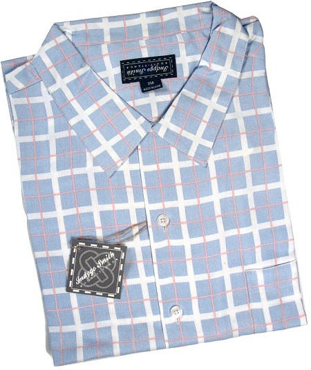 #339441. 3XL TALL. BLUE Retail $  65.00 Short Sleeve Tropical by INDYGO SMITH. TENCIL CAMP SHIRT Whs A:  1