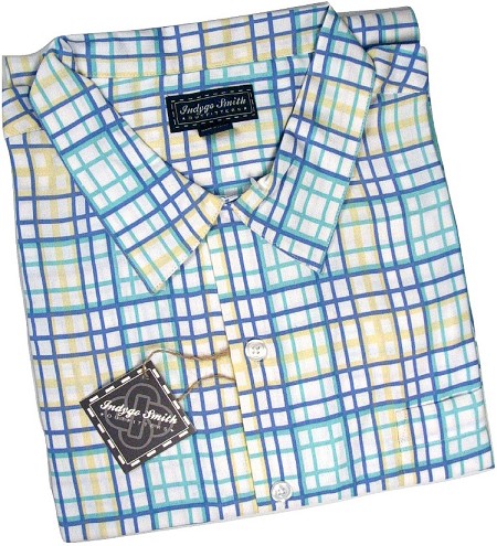 #157214. 2XL BIG. BLUE Retail $  65.00 Short Sleeve Tropical by INDYGO SMITH. TENCIL CAMP SHIRT Whs A:  3