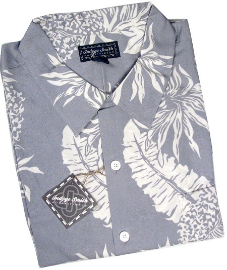 #214982. 2XL BIG. GREY Retail $  65.00 Short Sleeve Tropical by INDYGO SMITH. TENCEL FLORAL PRINT Whs A:  2