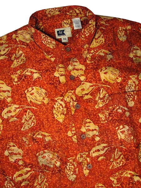 #068145. 4XL BIG. RUST Retail $  69.50 Short Sleeve Tropical by EDDIE D. BATIK PRINT Whs A:  1