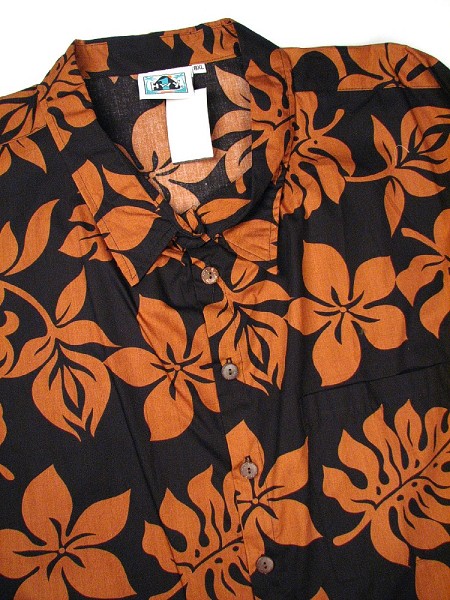 #175502. 8XL BIG. BLACK Retail $  75.00 Short Sleeve Tropical by HIGHWAY ONE. TROPICAL PRINT Whs A:  1
