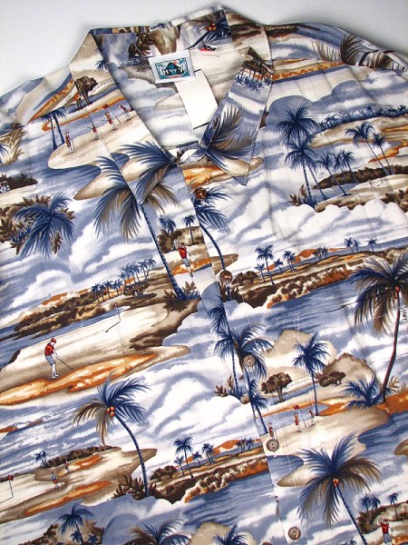 #154547. 7XL BIG. BLUE Retail $  75.00 Short Sleeve Tropical by HIGHWAY ONE. TROPICAL PRINT Whs A:  1