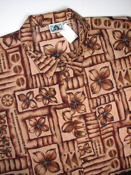 #112431. 7XL BIG. BROWN Retail $  75.00 Short Sleeve Tropical by HIGHWAY ONE. TROPICAL PRINT Whs A:  1