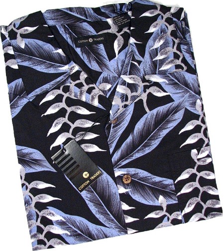 #113148. 2XL BIG. BLACK Retail $  75.00 Short Sleeve Tropical by CELLINI. COTTON TROPICAL PRINT Whs A:  2
