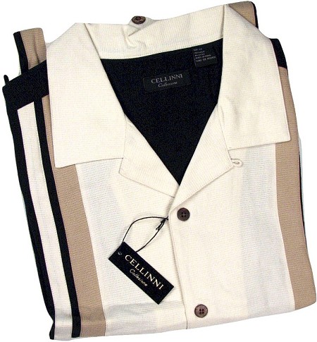 #158426. 3XL BIG. BLACK Retail $  69.00 Short Sleeve Tropical by CELLINI. SILK PIECED VERTICAL Whs A:  2