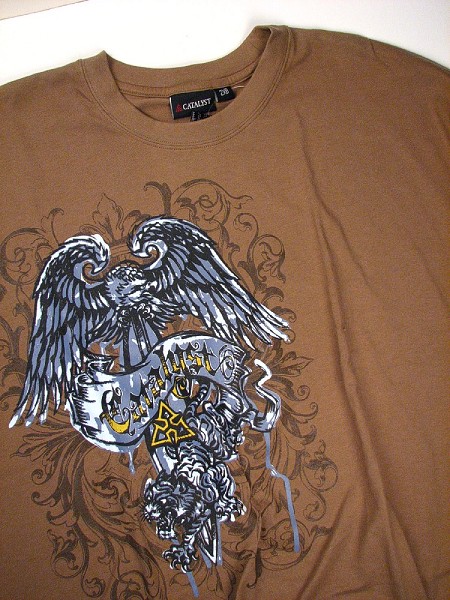 #052562. 2XL BIG. TAUPE Retail $  25.00 Short Slv Graphic Tee by CATALYST. EAGLE TEE SHORT SLV Whs A:  1
