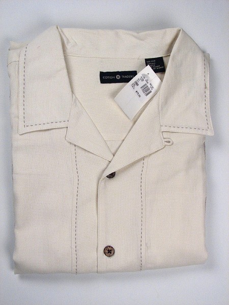 #150613. 2XL TALL. NATURAL Retail $  75.00 Short Sleeve Updated by CTTON TRADERS. SILK EMROIDERY S.S. Whs A:  1