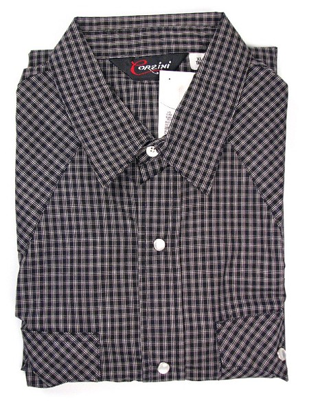 #357069. 3XL TALL. BLACK Retail $  36.00 Western Short Sleeve by CORZINI. SH SLV SNAP WESTERN Whs A:  4