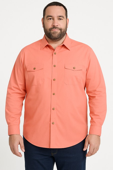 #083034. 4XL BIG. CORAL Retail $  60.00 Long Sleeve Fishing by BISCAYNE BAY. LONGSLV NYLON FISHING Whs A:  1