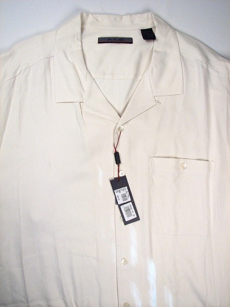 #256579. 6XL BIG. IVORY Retail $  65.00 Short Sleeve Updated by AXIS. SILK CAMP SHORT SLV Whs A:  3