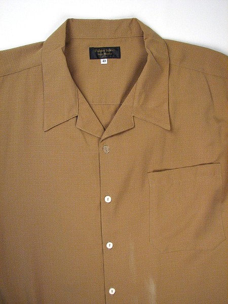 #360991. 4XL BIG. OLIVE Retail $  65.00 Short Sleeve Tropical by FULTON STREET. MICROFIBER CAMP S.S. Whs A:  1