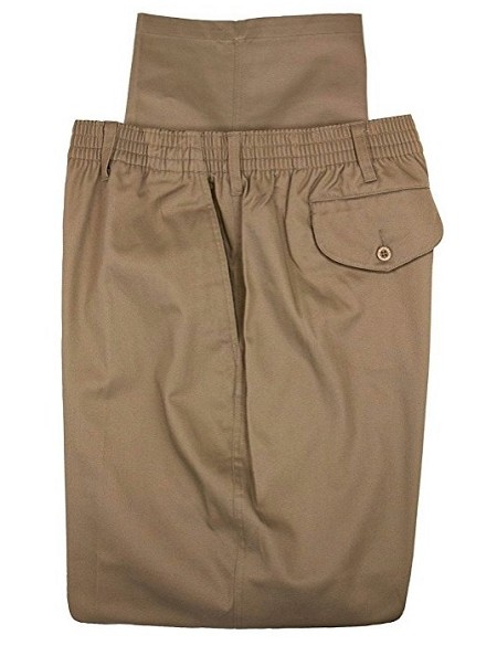 #136235. 60 28. KHAKI ELASTIC WAIST TWILL Cotton Casual Pants by FALCON BAY. Whs A:  8