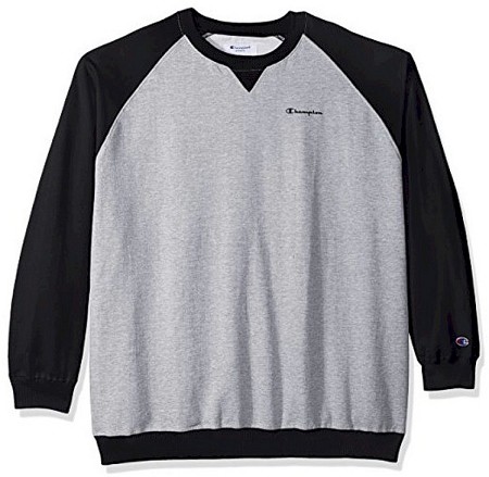 #331470. 4XL BIG. BLACK Retail $  38.00 Athletic Crew by CHAMPION. HEATHER CREW RAGLAN Whs A:  3