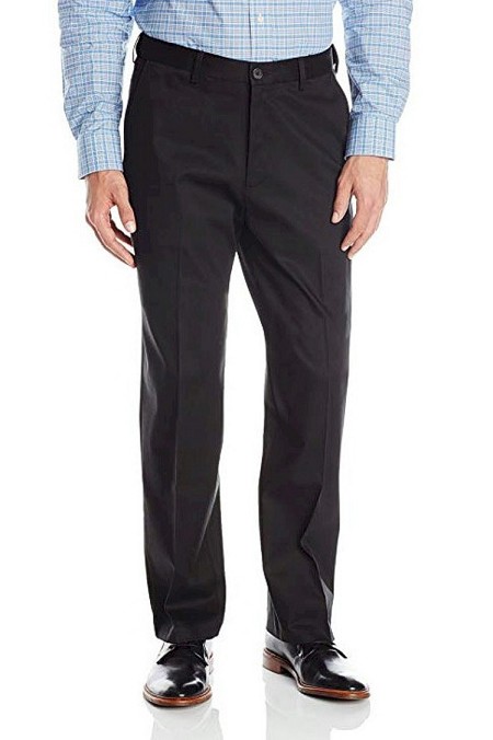 #024851. 48 32. BLACK Retail $  80.00 Cotton Casual Pants by HAGGAR COMPANY. PREM NOIRON KHK PLAIN Whs A:  2