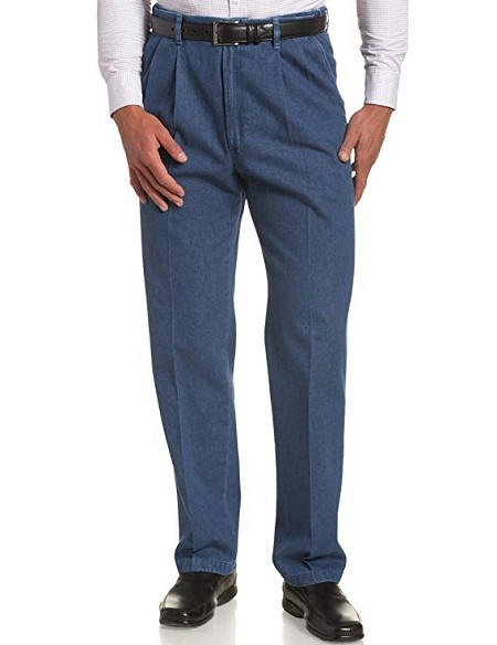 #041476. 52 32. LT STONE Retail $  65.00 Cotton Casual Pants by HAGGAR COMPANY. PLT EXPAND WST DENIM Whs A:  2