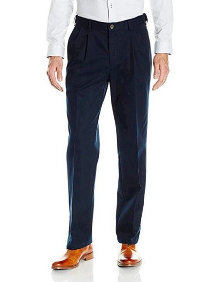 #087917. 50 29. NAVY Retail $  65.00 Cotton Casual Pants by HAGGAR COMPANY. WORK TO WEEKEND PLEAT Whs A:  3