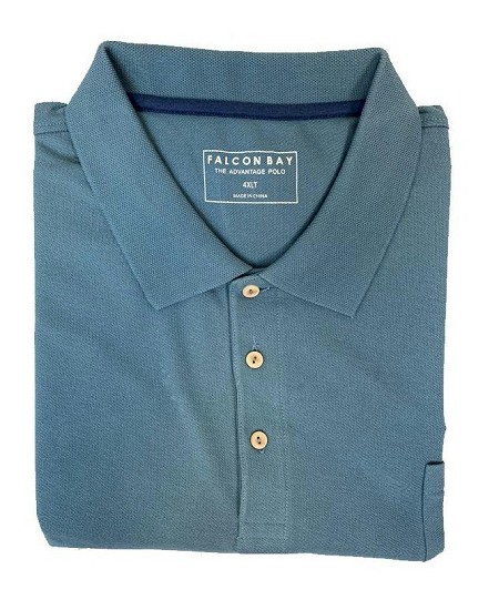 #148302. 6XL TALL. BLUE Retail $  34.00 Short Sleeve Pocket by FALCON BAY. PIQUE POLO W POCKET Whs A:  1