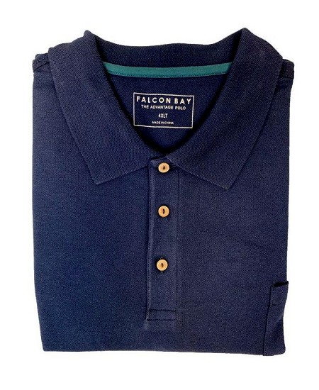 #148319. 8XL BIG. NAVY PIQUE POLO W POCKET Short Sleeve Pocket by FALCON BAY. Whs A:  2