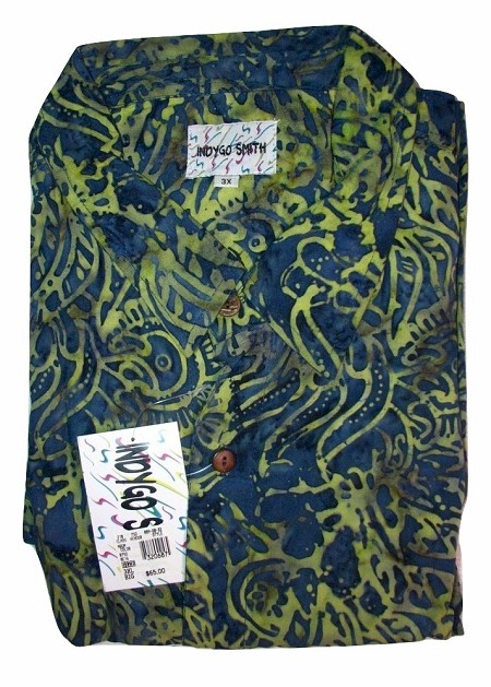 #012742. 4XL BIG. AQUA Retail $  65.00 Short Sleeve Tropical by INDYGO SMITH. TROPICAL RAYON PRINT Whs A:  2